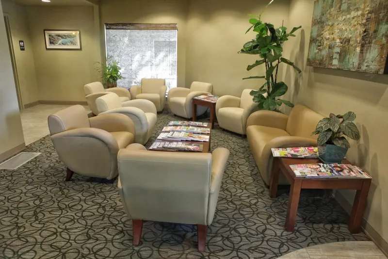 Inside of office seating area alternate view
